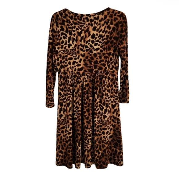 MICHEAL KORS LEOPARD PRINT BABYDOLL LONGSLEEVE DRESS SZ SP - Picture 2 of 6